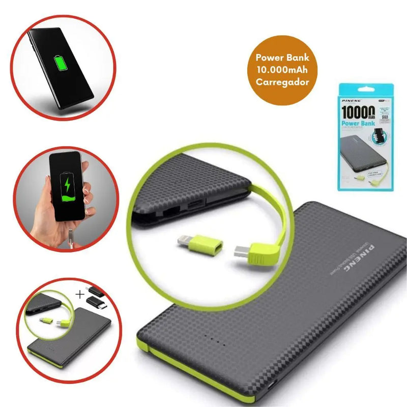 Carregador portátil Pineng Power Bank 10.000mAh