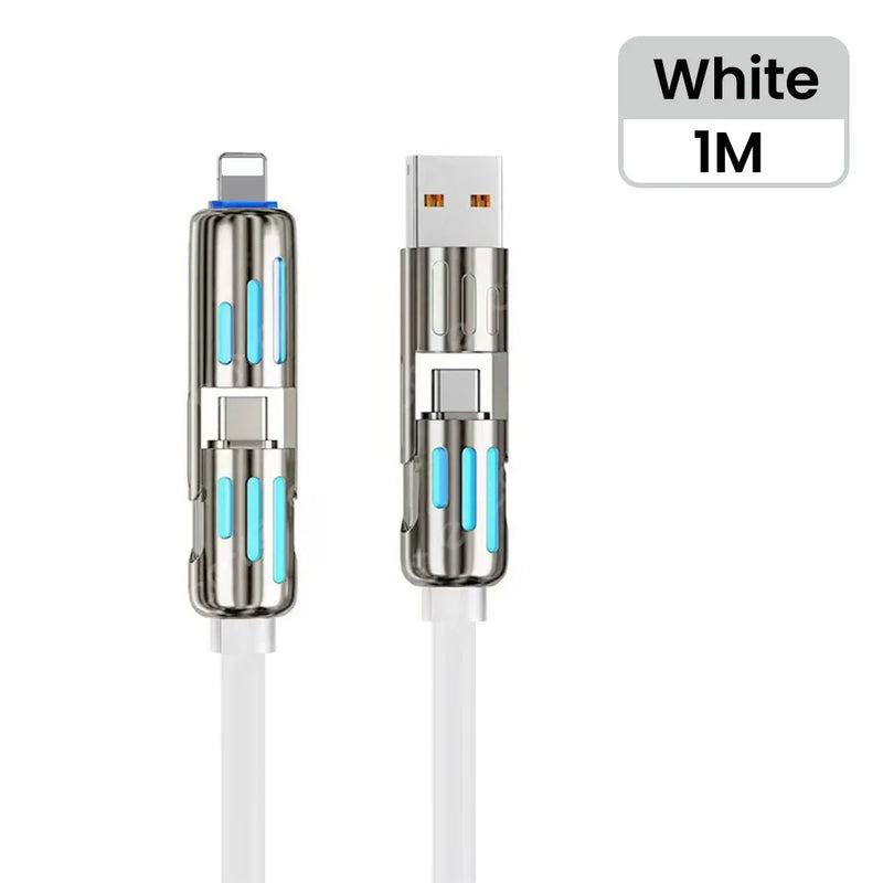 Cabo de carregamento rápido USB tipo C 4 em 1 de silicone de 240 W 5A USB, para Iphone e android