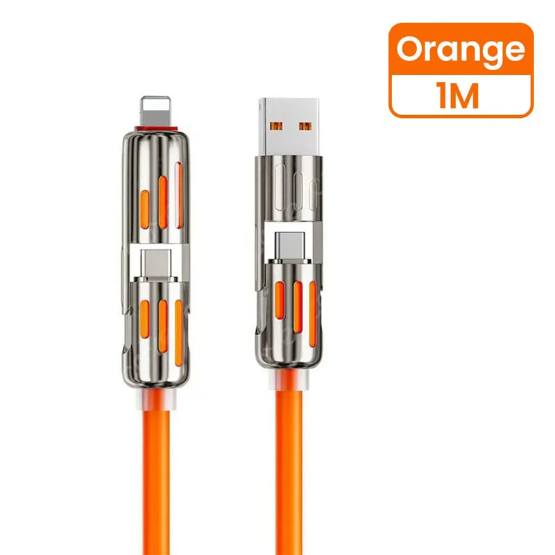 Cabo de carregamento rápido USB tipo C 4 em 1 de silicone de 240 W 5A USB, para Iphone e android