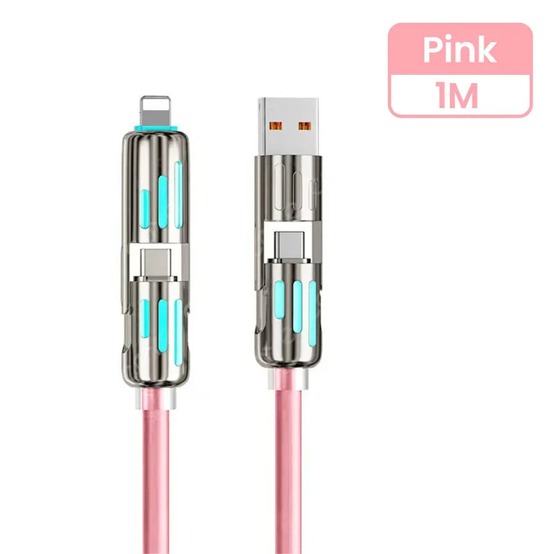 Cabo de carregamento rápido USB tipo C 4 em 1 de silicone de 240 W 5A USB, para Iphone e android